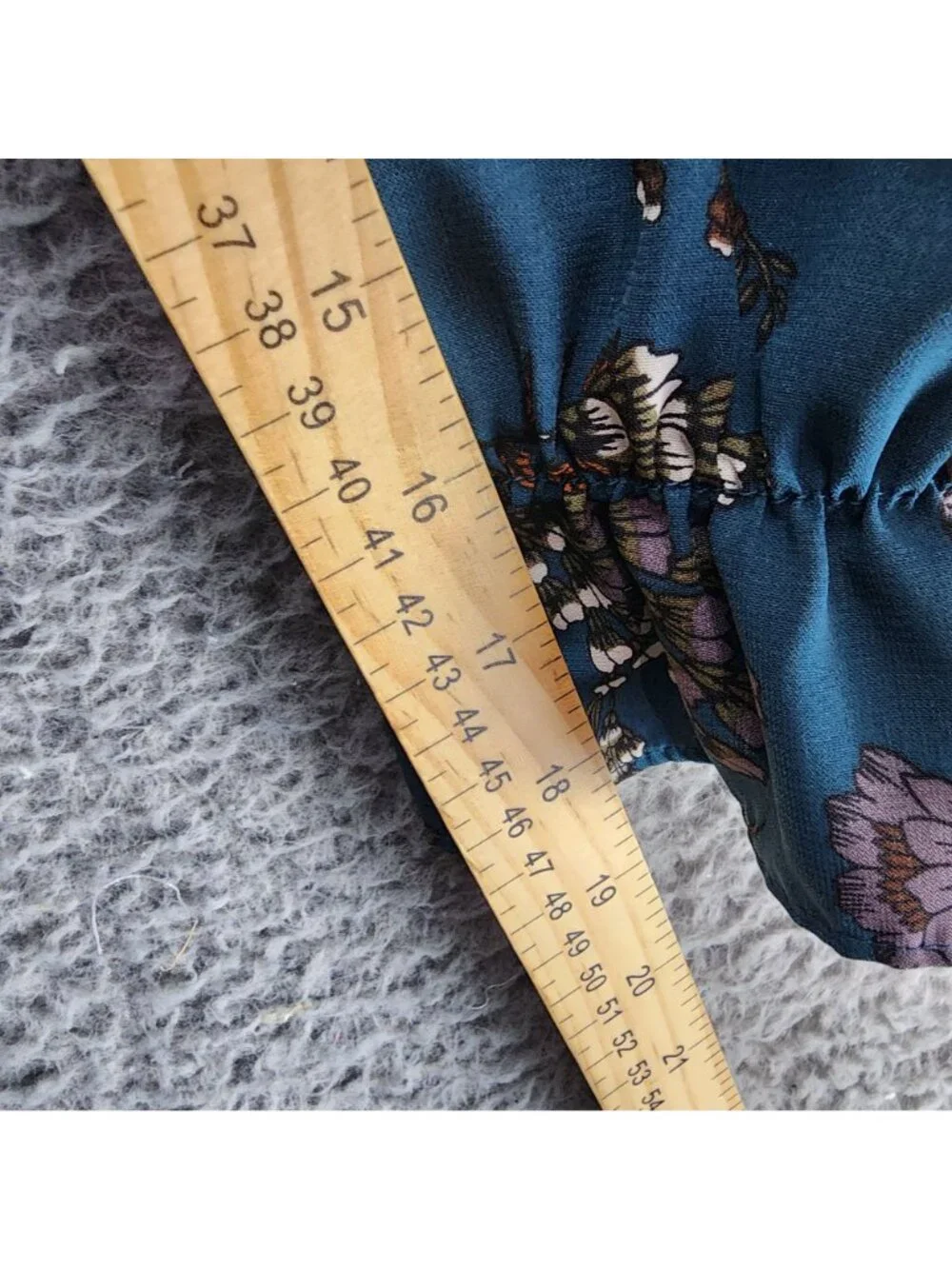 Maurices Top Womens Medium Blue Floral Print Long Sleeve Blouse - Picture 7 of 9